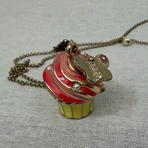 Betsy Johnson Cupcake Pendant Locket Necklace